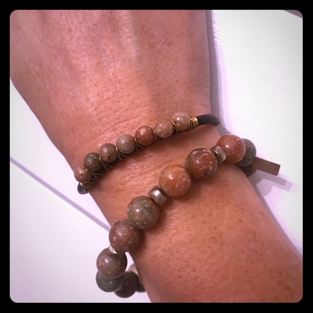 Earth tone stone bracelet set